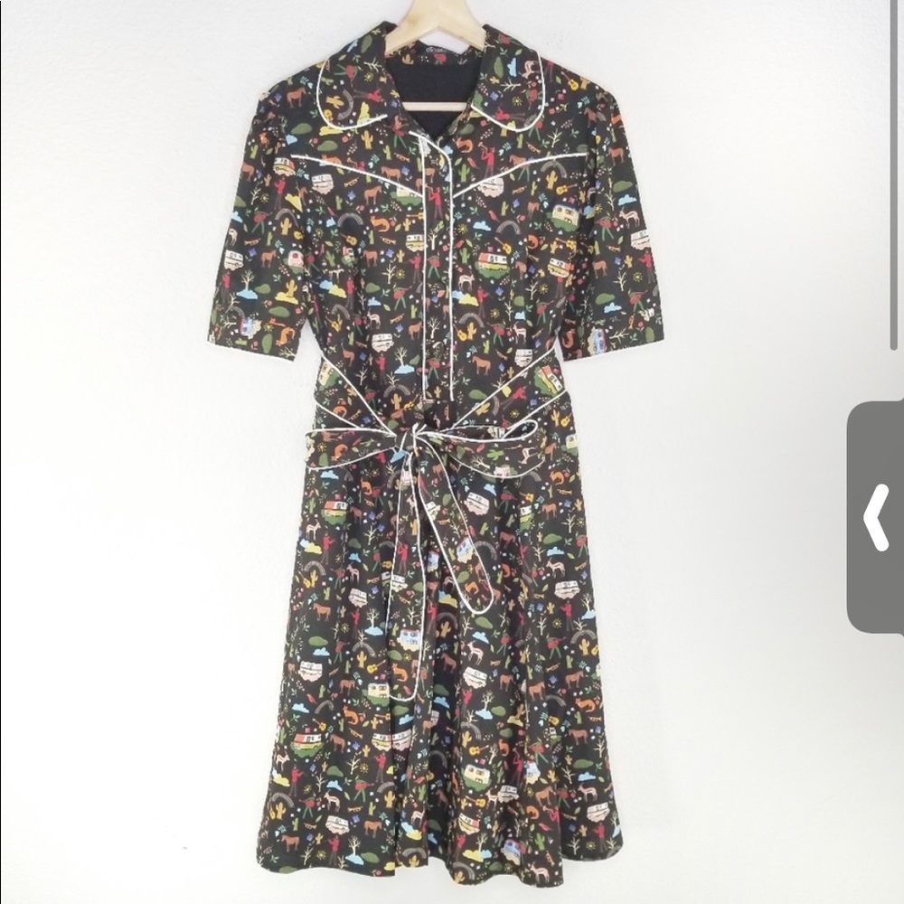 eShakti trailer house campout crepe shirt dress